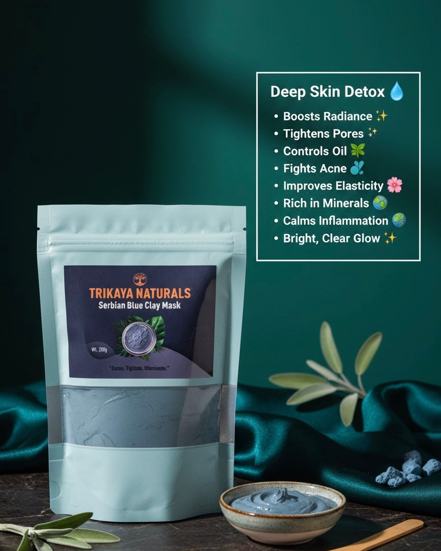 Serbian Blue Clay Face Mask (for Deep Cleansing, Oil Control & Pore Detox)