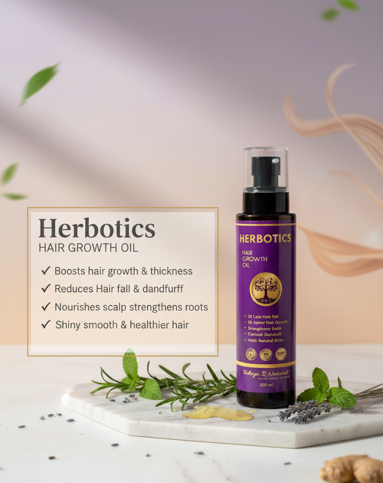 Herbotics Hair Growth Oil for Stronger, Healthier-Looking Hair & Scalp Care